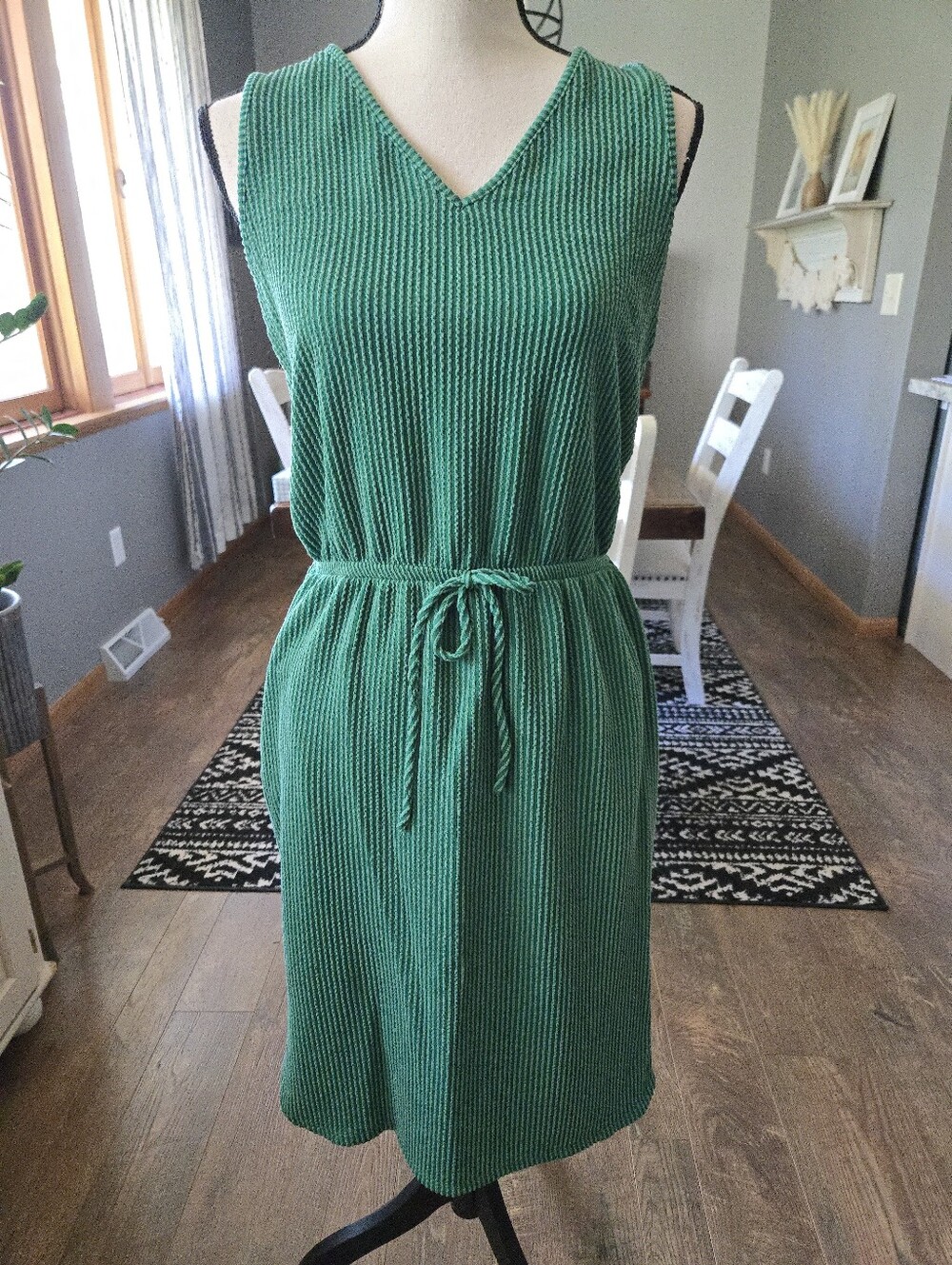 Small Sleeveless V-Neck Rib-Knit Dress